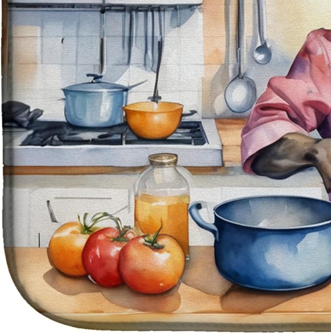Caroline's Treasures DAC6260DDM Great Dane The Chef Dish Drying Mat Absorbent Dish Drying Mat Pad for Kitchen Counter Dish Drainer Mat for Countertop, 14 x 21", Multicolor