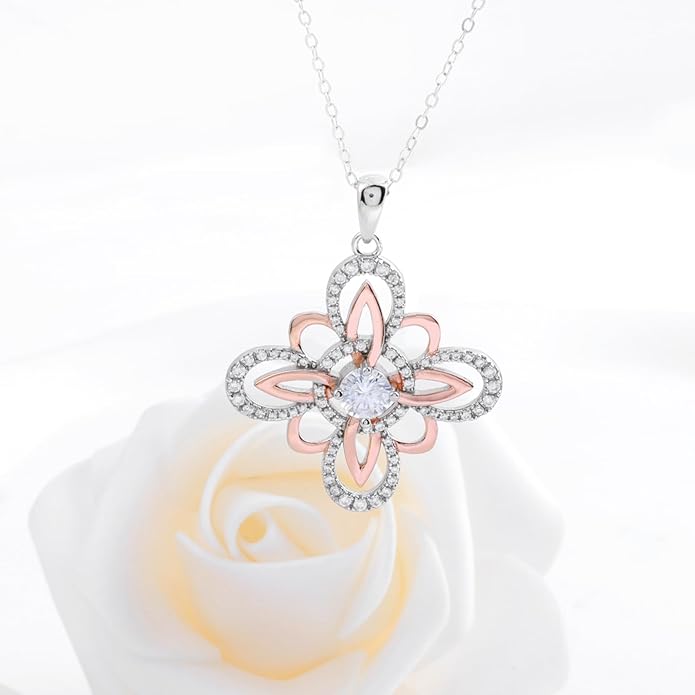 Witch Knot Necklace for Women- 925 Sterling Silver 0.5CT 5mm Moissanite Nudo De Bruja Witch Pendant Celtic Jewelry Gift for Women