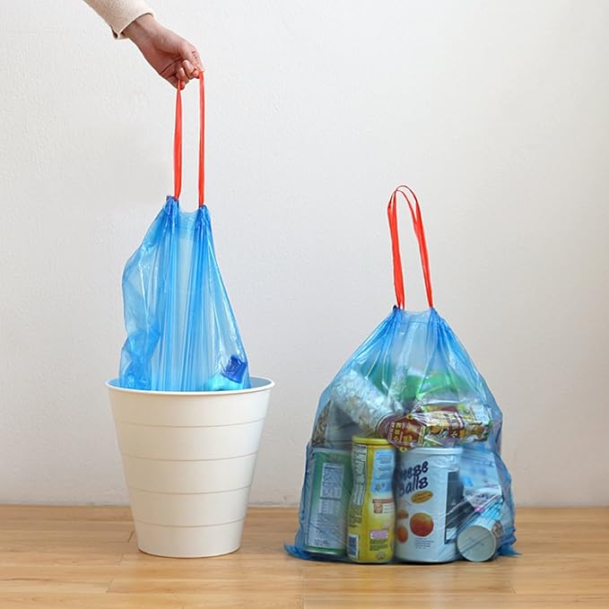 Fiaze 2.5 Gallon Garbage Bags, Blue Drawstring Trash Bag, 220 Counts