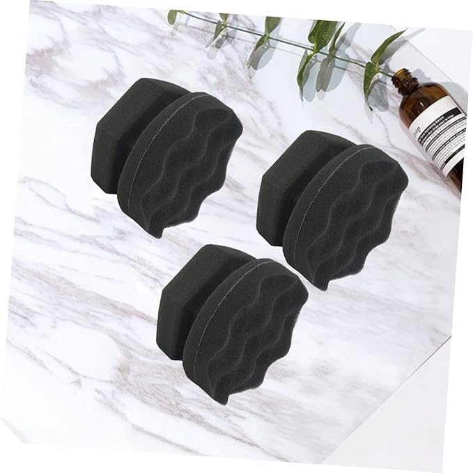 FAVOMOTO 9pcs Wave Pattern Car Waxing Sponge Handy Polishing Tool for Vehicle Wax Cleaning Detailing for Seats Dashboard Bumpers Black