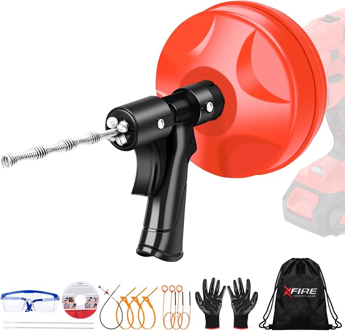 25 FT Double Mode Drain Snake Tools, 14-in-1 Drain Auger【Upgraded】 | for Sink and Drain Unblocking, Plumbing Snake for Kitchen, Bathrom and Shower Sink, Drain Clog Remover for Real DYIs