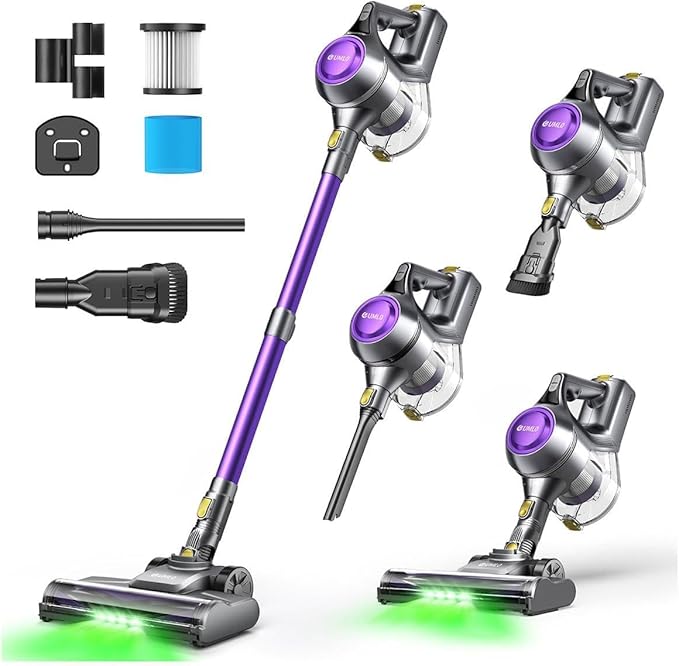 UML0 Cordless Vacuum Cleaner, 40Kpa Powerful Suction Stick Vacuum Cleaners for Home, 45 Mins Runtime, 1.6L Dust Box, Anti-Tangle, 8-in-1 Rechargeable Vacuum for Hardwood Floor,Carpet,Pet Hair