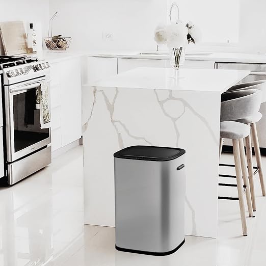 Fashionwu 55L/14.5 Gallon Kitchen Trash Can, Automatic Trash Can with Touch-Free and Motion Sensor, Anti-Fingerprint Silent Design, Suitable for Bedroom, Bathroom, Kitchen, Office, Gray
