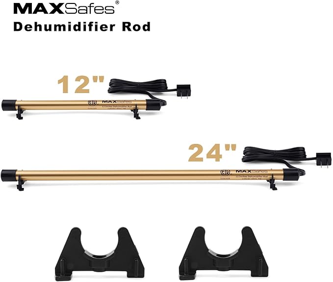 MAXSafes Gun Safe Dehumidifier Rod, Dry Rod - Easy Installation Plug-in Electric Dehumidifier Eliminates Moisture for Gun Safes & Cabinets, ETL Approved，12in