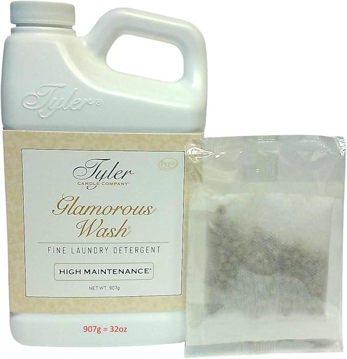 Tyler Candle Company Laundry Detergent - High Maintenance 32 Fluid Ounce/with Dryer Sachet Single Pouch ex