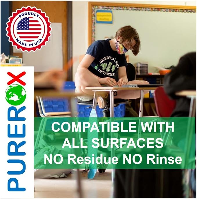 PUREROX disinfectant (1 gallon) Eliminate 99.9999% viruses, Norovirus, HIV, MRSA and fungi. PUREROX Hypochlorous technology. Hospital Grade. Use Anywhere. No residue.No Rinse. Suitable All Surfaces