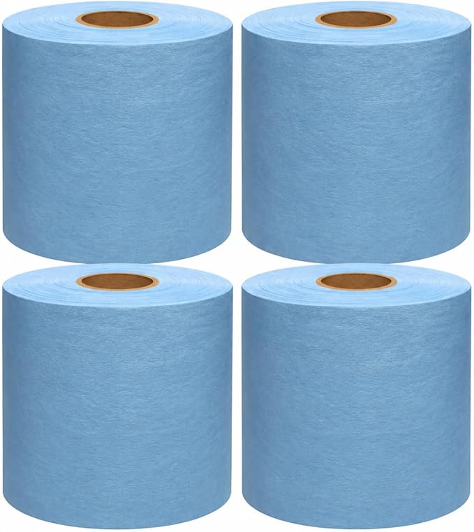 4 Rolls Industrial Cleaning Wipes Jumbo Roll, Heavy Duty Lint Free Shop Towels, Super Absorbent Reusable Cleaning Cloths for Garage Workshop Automotive, 500 Sheets 10 x 12 Inch, Blue