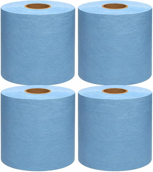 4 Rolls Industrial Cleaning Wipes Jumbo Roll, Heavy Duty Lint Free Shop Towels, Super Absorbent Reusable Cleaning Cloths for Garage Workshop Automotive, 500 Sheets 10 x 12 Inch, Blue