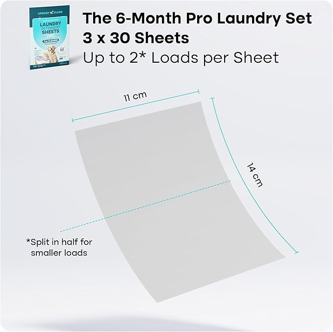 Uproot Clean Laundry Sheets Pro - 90 Pack - Fresh Scent: Mineral-Powered Laundry Detergent Sheets Made in USA - Eliminate Clinging Fur, Pet Odors, & Messy Residue - Up to 180 Loads
