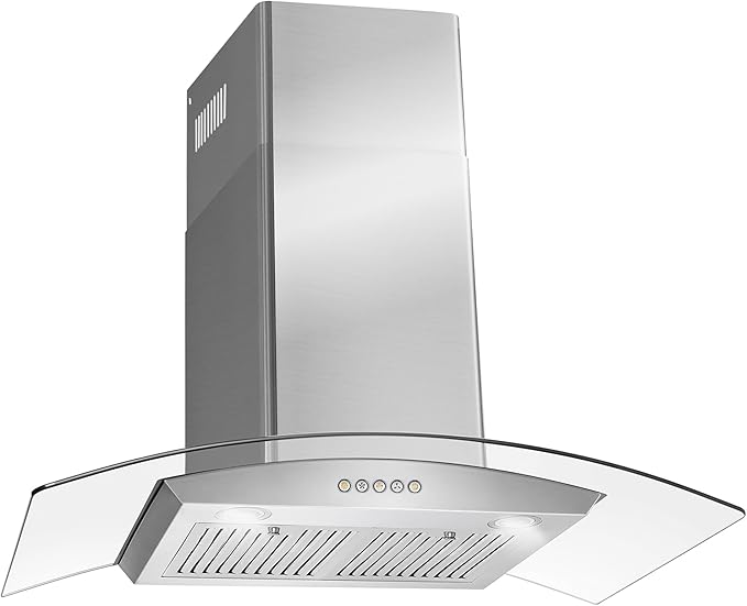 COSMO COS-668A900 36 in. Vista Collection 380 CFM Ducted Wall Mount Range Hood, Button Controls, LED Lights, Stainless Steel