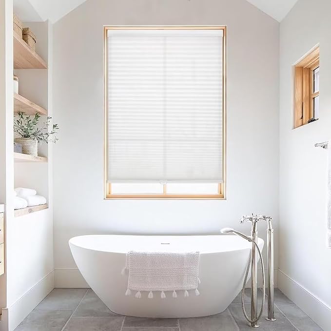MYshade 1.5-Inch Cellular Cordless Light Filtering Shades, Honeycomb Window Blinds for Soft Daylight & Privacy, Thermal Insulation, Child Safe, Inside or Outside Mount (27" W x 72" H, White)