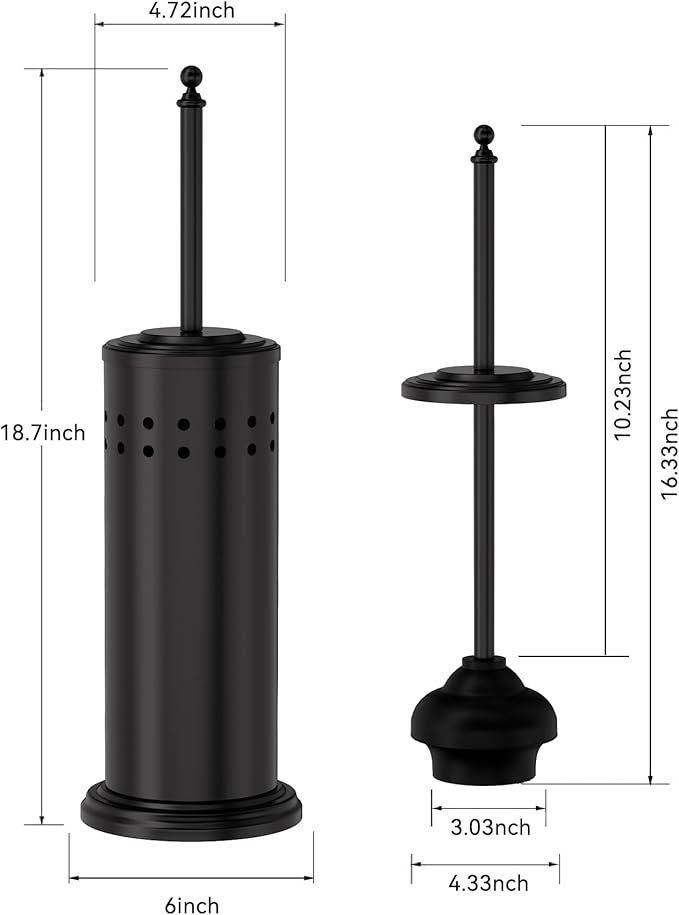 DOWRY Anti-Hand Off Toilet Plunger with Holder for Bathroom,Powerful Efficient Force Suction Cup,Heavy Duty, Deep Cleaning Black