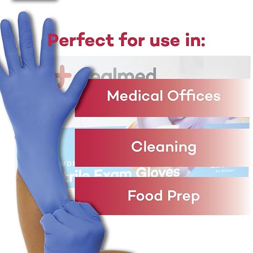 Dealmed Nitrile Exam Gloves – 100 Count Medium (Case of 10)) Disposable, Non-Irritating, Latex Free, Multi-Purpose for First Aid Kit, Medical Facilities & More