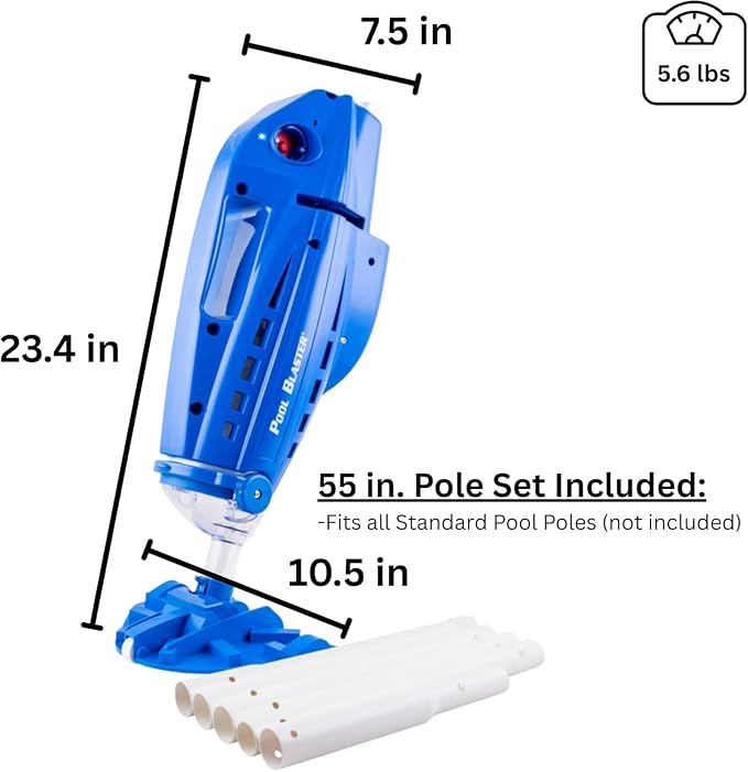 Pool Blaster Millennium Cordless Pool Vacuum for Above Ground Pools w/Pole Set, High Capacity, Strong Suction, Handheld Rechargeable Swimming Pool Vacuum for Inground Pools, Hoseless, by Water Tech | Rechargeable hoseless vac for above & inground swimm...