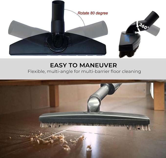 1.25 Inch Stainless Steel Vacuum Extension Wand Compatible with Vacuums using 1 1/4 Inch (1.25in) 32mm Accessories - 1 1/4 Vacuum Extension Tube for Shop Vac (Extension Wand and Hard Floor Brush)