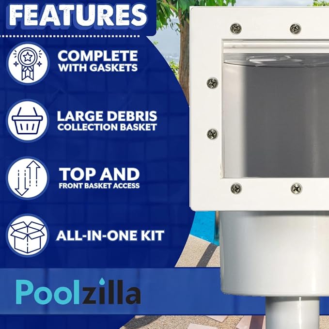 Poolzilla Standard Complete Thru-Wall Skimmer Kit for Above-Ground Swimming Pool, White