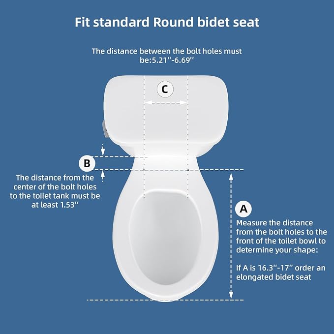Clirass Bidet Toilet Seat, Soft Close Round Toilet Seat, Button control Feminine/Posterior Wash Switch, Knob Control Water Pressure,White Bidet Seat Attachment with Brass inlet