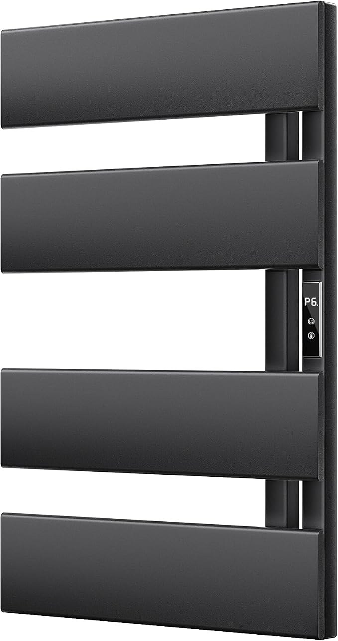 Electric Towel Warmer with Smart LED Timer, Modern [2/3/4] Bar Large Panel Heated Towel Rack, Wall-Mounted Plug-in/Hardwired 2-in-1, Rapid Warmth for Bathrooms, [Matte Black/Alpine White]