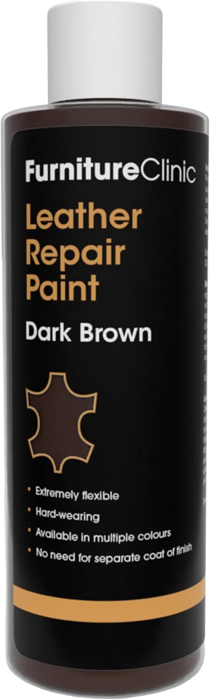 Furniture Clinic Leather Repair Paint | 2-in-1 Seal and Color | Use on Scratches, Tears, and Holes in Car Seats, Furniture | Quick and Easy Leather Repair Kit for Furniture (Dark Brown, 250ml / 8.5oz)