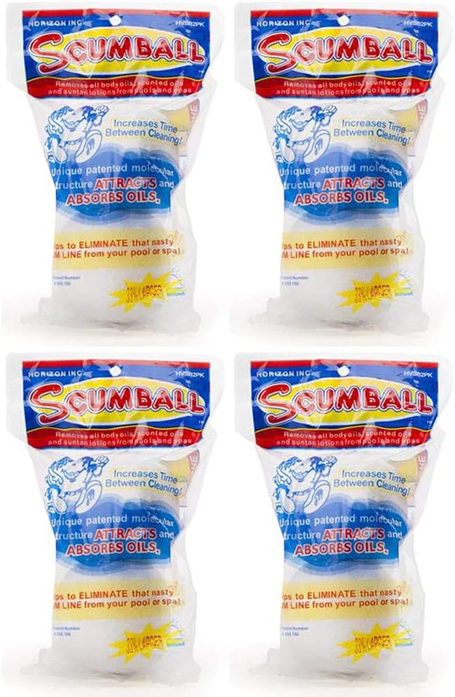 Horizon HV-SB2PK Scumball Pool and Spa Scum Eliminating Ball (4 Packs of 2)