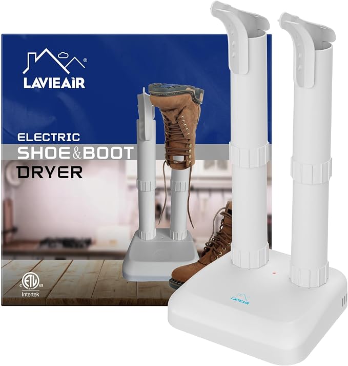 LAVIEAIR Boot Dryer Shoe Dryer for Work Boots Sneakers and Gloves, No Heat Ultra Low Temperature Drying, Fanless Noiseless Boot Warmer Deodorizer