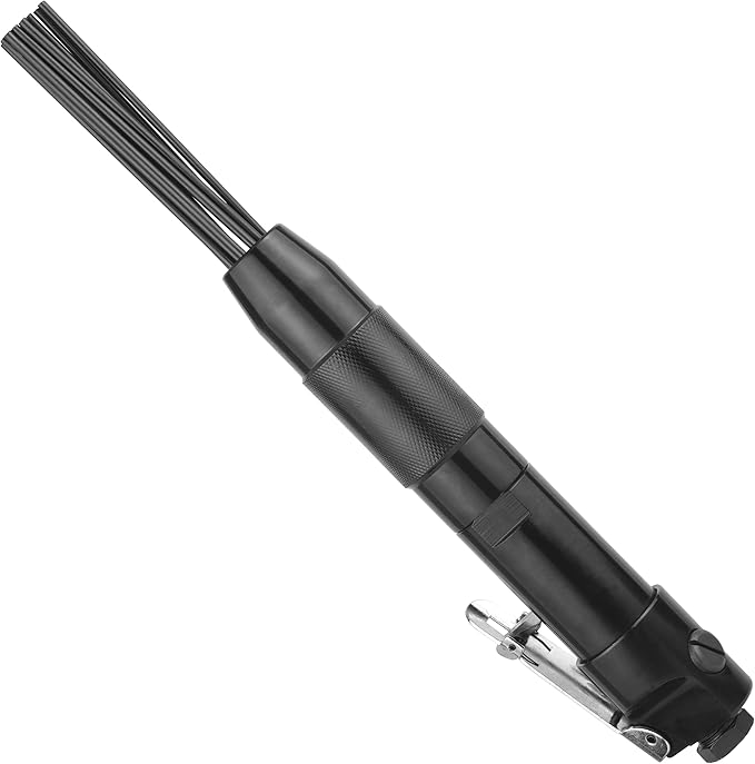 Compact Air Needle Scaler, 12 Hardened Steel Needles, Pneumatic Rust Slag Paint Dirt Remover, 3mm Needle Scaler Tool