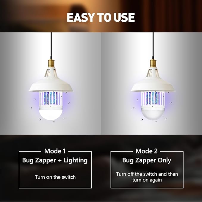 Bug Zapper Light Bulb, 2-in-1 Indoor Electric Mosquito Killer Lamp with UV LED Light, Fly Insects Trap for Home Entryway Balcony Patio(1 Pack)