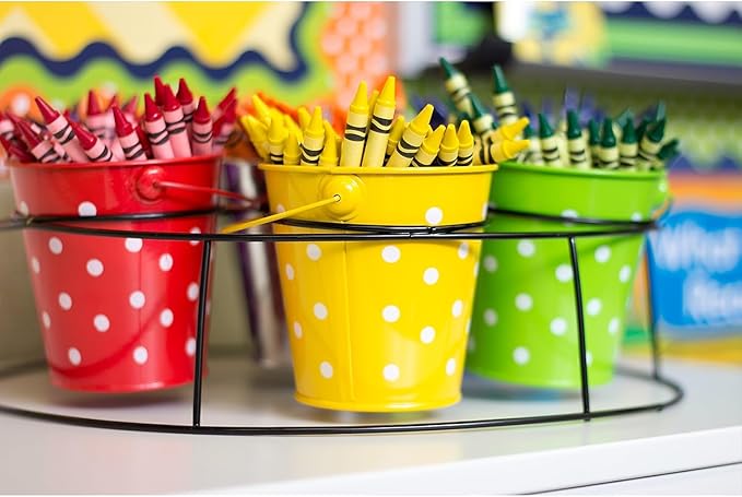 Teacher Created Resources Polka Dot Buckets & Caddy Set (TCR9487)