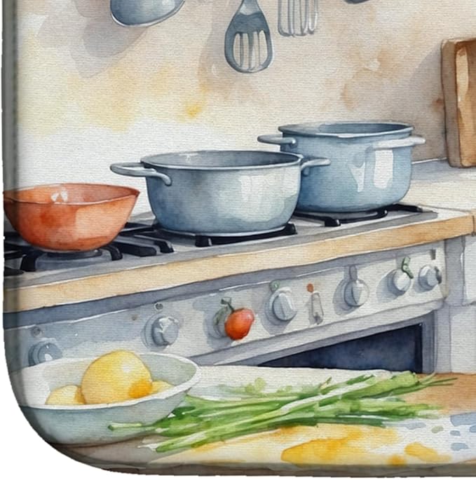Caroline's Treasures DAC6204DDM Bergamasco Sheepdog The Chef Dish Drying Mat Absorbent Dish Drying Mat Pad for Kitchen Counter Dish Drainer Mat for Countertop, 14 x 21", Multicolor