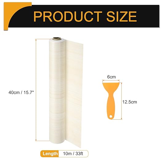 HARFINGTON Wood Grain Repair Tape 15.7 Inch x 33ft Self Adhesive Repair Patch Tape Simulated Wooden Floor Tapes with Plastic Scraper for Tables Doors Windows Furniture, White Poplar