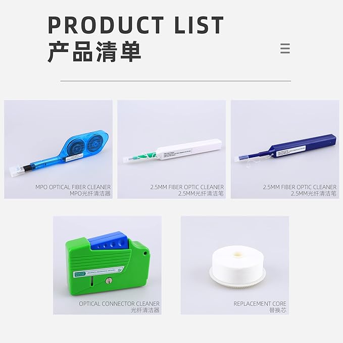 FTTH Fiber Cleaner Pen Tool 2.5mm lc mu 1.25mm SC FC ST LC Connector Optical Fiber Cleaning Box -500+ Clean MPO MTP Cleaning Tools