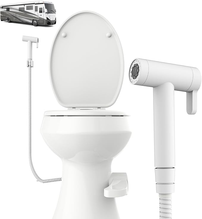 RV Bidet Sprayer – All Metal, RV Handheld Bidet with Water Hose & RV Fitting, Wall-Mount Toilet Sprayer for Motorhomes, Fifth Wheels, Trailers & Campers Toilet (WallMount)