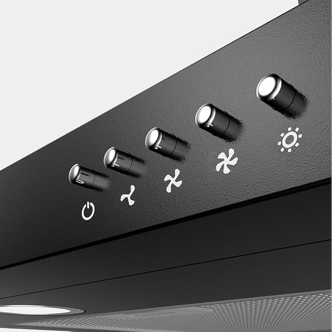CIARRA Black Wall Mount Range Hood 30 inch 550 CFM Stove Vent Hood with 2 LED Light for Kitchen, 3 Speed Fan, Ducted & Ductless Mode, Push Button, Easy to Install, CAB75206P-N