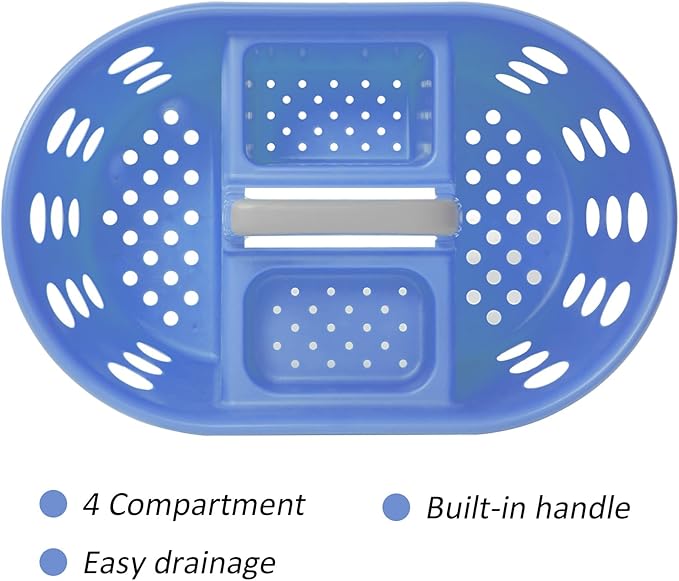 SIMPLYKLEEN Large Shower Caddy Portable 2PC - Made in USA Plastic Jumbo Size Dorm Storage Candy Tote with Handle Shower Organizer for Bathroom, Pantry, Kitchen, College Dorm, Periwinkle