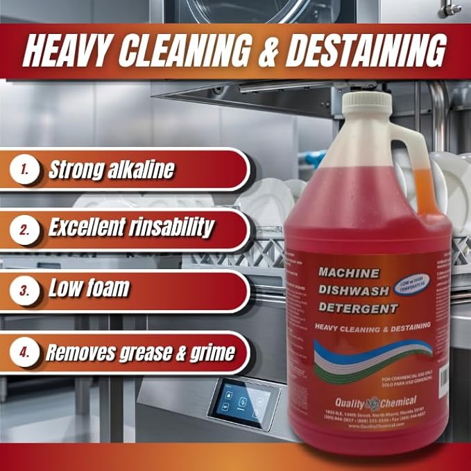 Commercial Industrial Grade Machine Dishwash Detergent - A premium grade detergent for low or high temp dishwash machines-4 gallon case