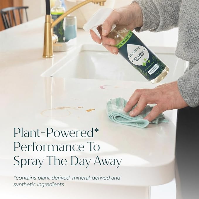 Puracy All Purpose Cleaner Spray – Plant-Powered Multi-Surface Cleaner - Surface Cleaner Solution As Seen on TikTok (Green Tea & Lime, 16 fl oz, 1 Pack)