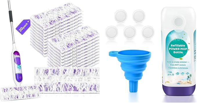 775ML Mop Refillable Bottle and 20 Pack Mop Refills for Swiffer® Mop