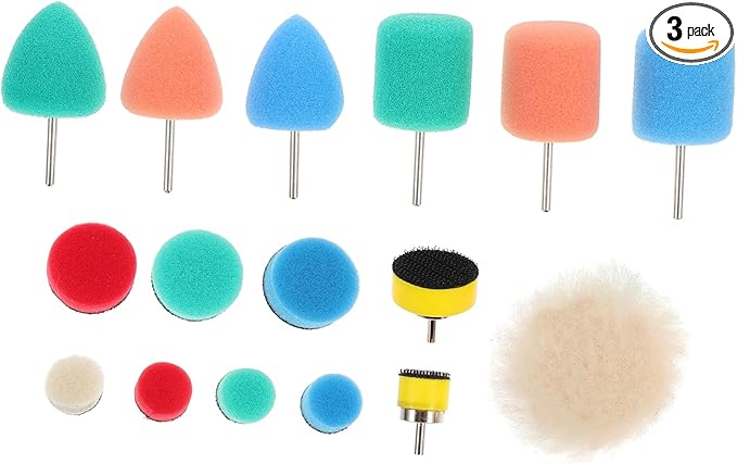 SOLUSTRE 48pcs Buffing Mop Kit for Auto Detailing Sponge Polishing Pads Professional Car Buffing Wheel for Electric Pneumatic Polisher for Headlights and Door Handles