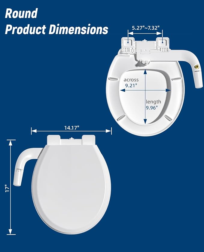 SAMODRA Bidet Toilet Seat with Soft Close Lid - Non-Electric Dual Nozzle System, Quick-Release for Easy Installation & Clean