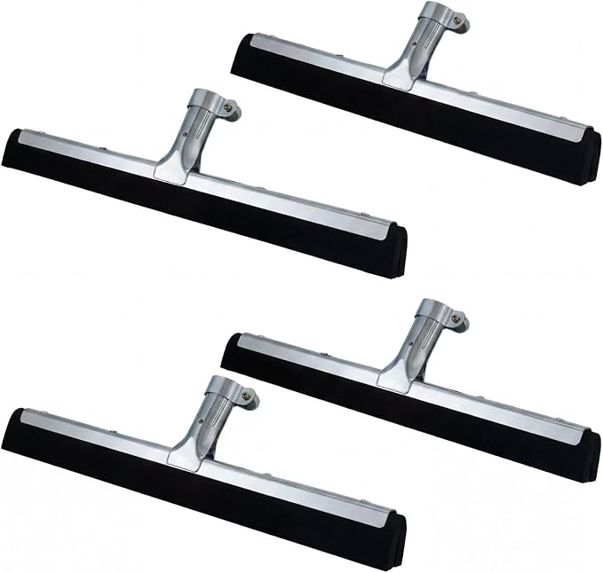 Lasnten 4 Pcs Double Foam Floor Squeegee for Concrete 22 Inch Industrial Floor Scrubber Stainless Steel Cleaning Squeegee with Rubber Heavy Duty Broom EVA Foam Blade for Garage Window Pool