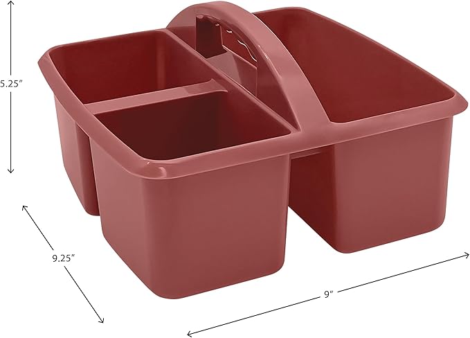 Teacher Created Resources Deep Rose Portable Plastic Storage Caddy 6-Pack for Classrooms, Kids Room, and Office Organization, 3 Compartments
