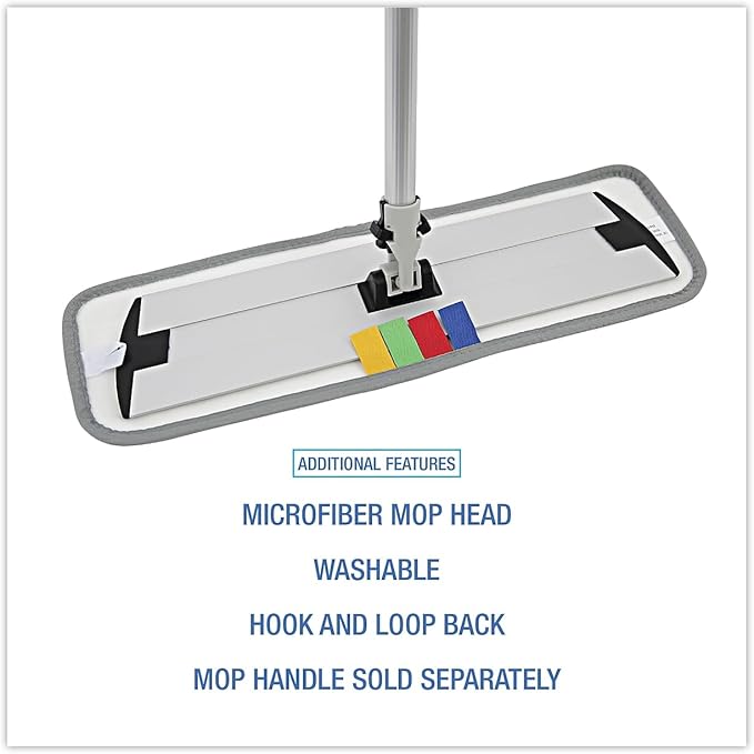 Boardwalk MFM185BCFDZ Microfiber Mop Head, Blue, 18 x 5, Split Microfiber, Hook & Loop Back, Dozen