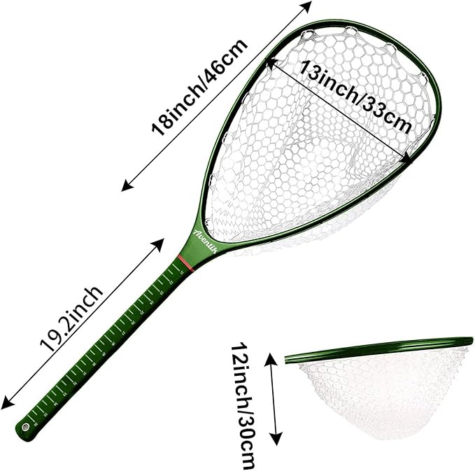 Aventik Fly Floating Fishing Net Carbon Fiber Landing Trout Net Light Weight Clear Rubber Ghost Net Catch & Release