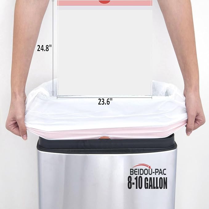 BEIDOU-PAC Trash Bags 8-10 Gallon Drawstring, 120 Count, Multifold Roll Garbage Bags, Large Kitchen Trash Bags, Odorless & Heavy Duty White Plastic Food Scrap Bags for Bathroom Bedroom Office Waste