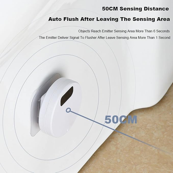 Automatic Toilet Flusher, 2023 Upgraded Touchless Toilet Flush Kit, Hands Free External Infrared Sensor Toilet Flusher, Waterproof Flusher for Toilets for Home and Public Use (1 SET)