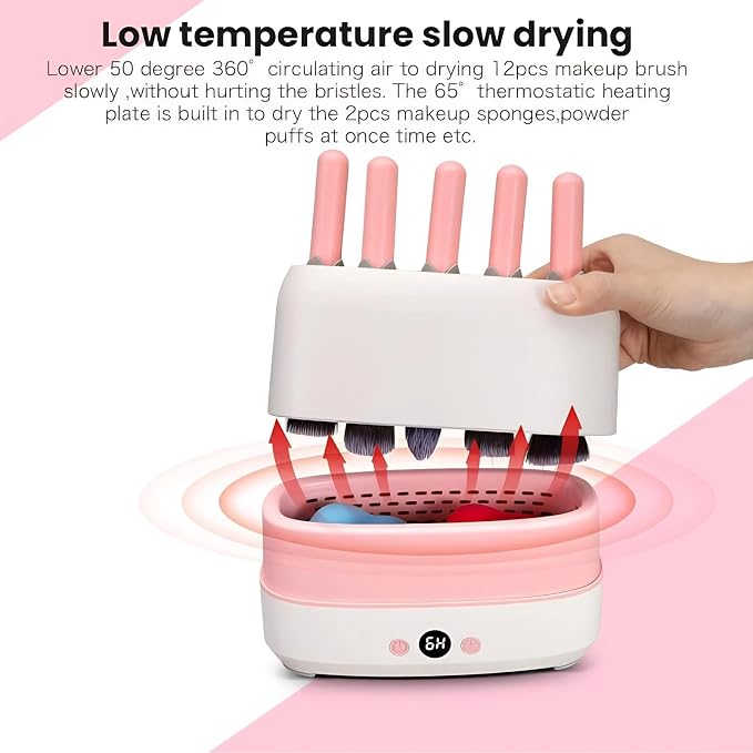 Electric Makeup Brush Dryer Machine 12 Holes Automatic Brush Cleaner and Drying Tool for Professional Salon and Home Use Quickly Drying Cosmetic Brush Cleaner Dryer