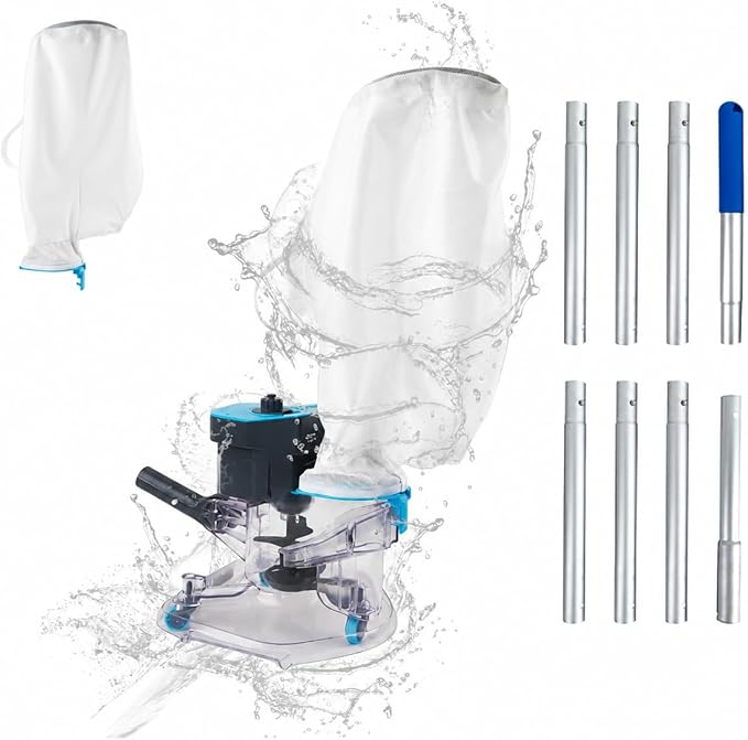 Leaf Eater, Heavy-Duty Cordless Pool Vacuum Cleaner with Dual Filter Bags,with Pole,Powerful Suction, Rechargeable, Effortless Leaf & Debris Removal, for Above Ground Pools & In Ground Pools