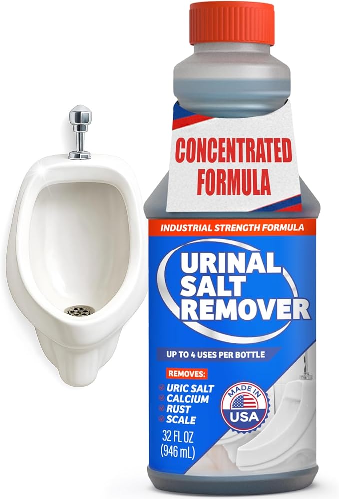 Commercial-Grade Urinal Salt Remover – 4 Uses – Made in USA – Odor Neutralizing Urinal Cleaner for Salt, Calcium, Rust and Scale Build-Up – Safe For All Plumbing – 32 fl oz