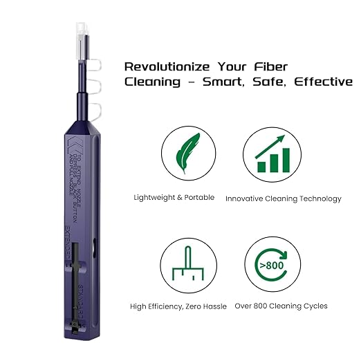 LC Fiber Cleaner Pen - 5 Pack - 1.25mm LC Fiber Optic Cleaning Pen with Dual Action Connector Cleaner & Endface Cleaning Action.