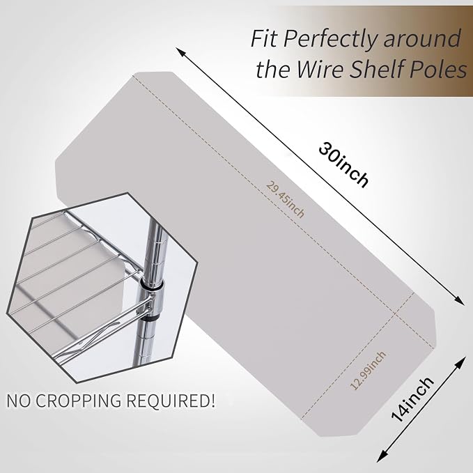 Poofzy Wire Shelf Liner 14" X 30", Non-Adhesive Plastic Shelf Liners for Wire Shelving, Waterproof Protector Mats (5PK, Gray)